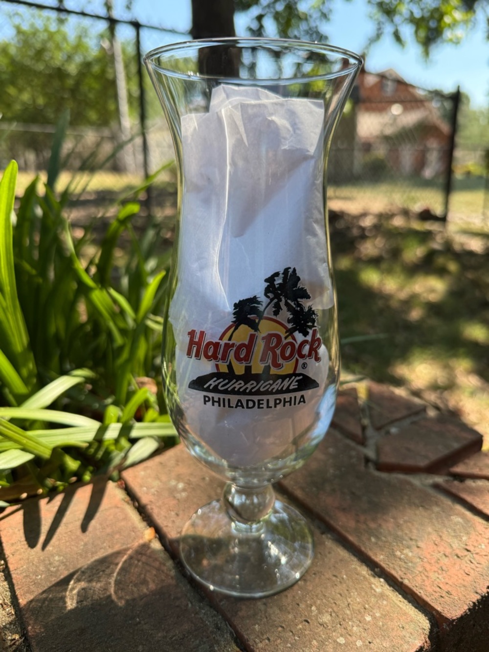 Hard Rock Cafe Clear Hurricane Glass with Red & Black Logo